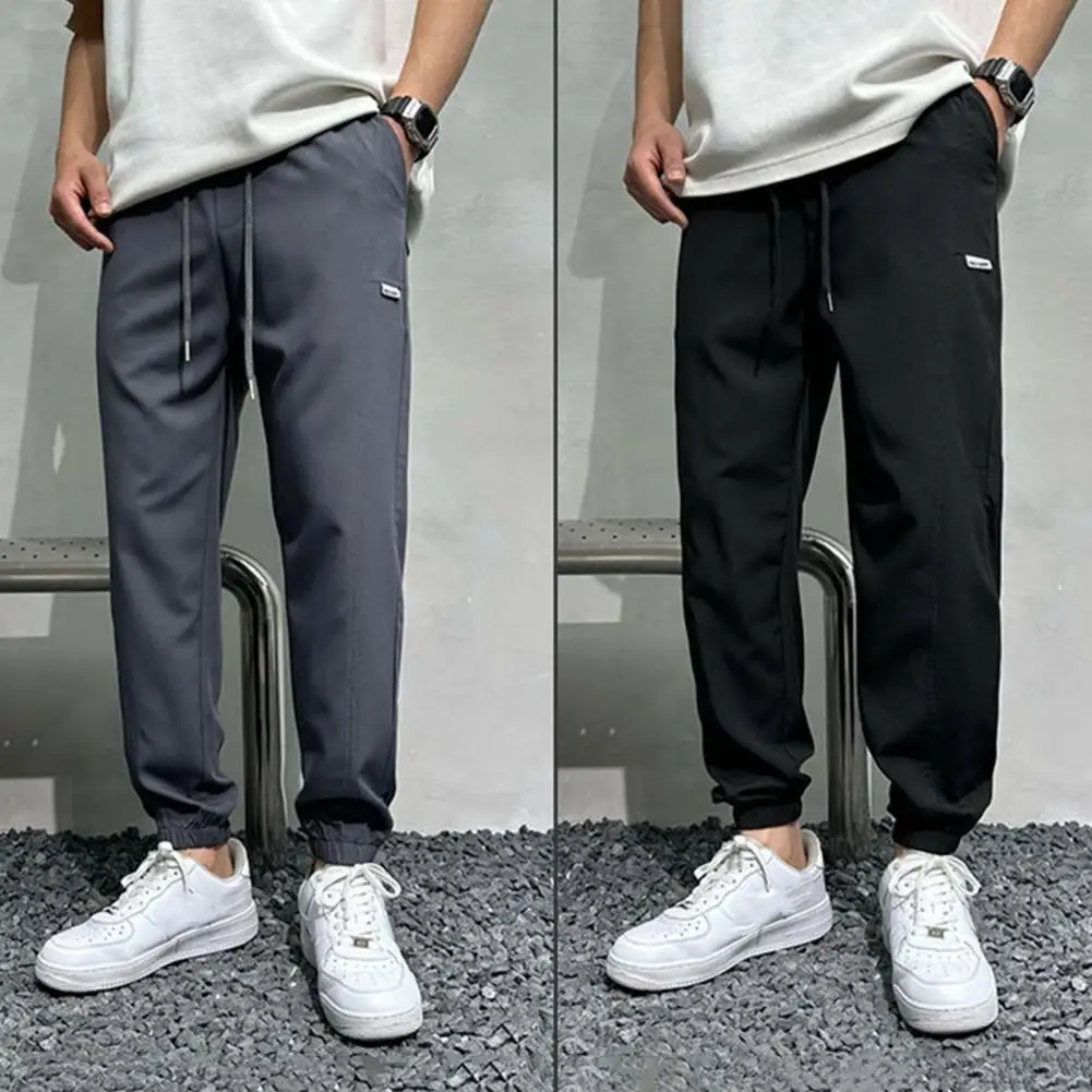 

Stylish Men Pants Thin Joggers Trousers Pockets Casual Work Outdoor Joggers Trousers Sweat Absorbent