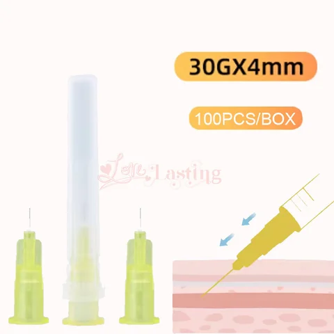 100pcs Painless small needle painless beauty ultrafine 32G 30G 26G 23G 18G 16G syringes Korean Needles Eyelid Tool Parts