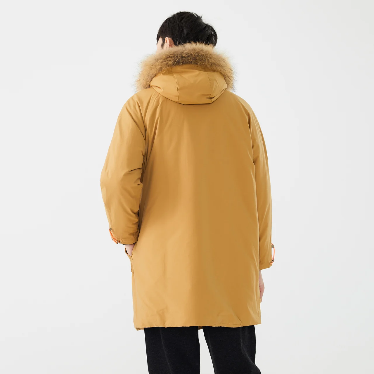 Metersbonwe Solid Color Wadded Clothes For Man Large Fur Collar Hooded Warm Wear Casual Loose Winter Cotton-Padded Coat