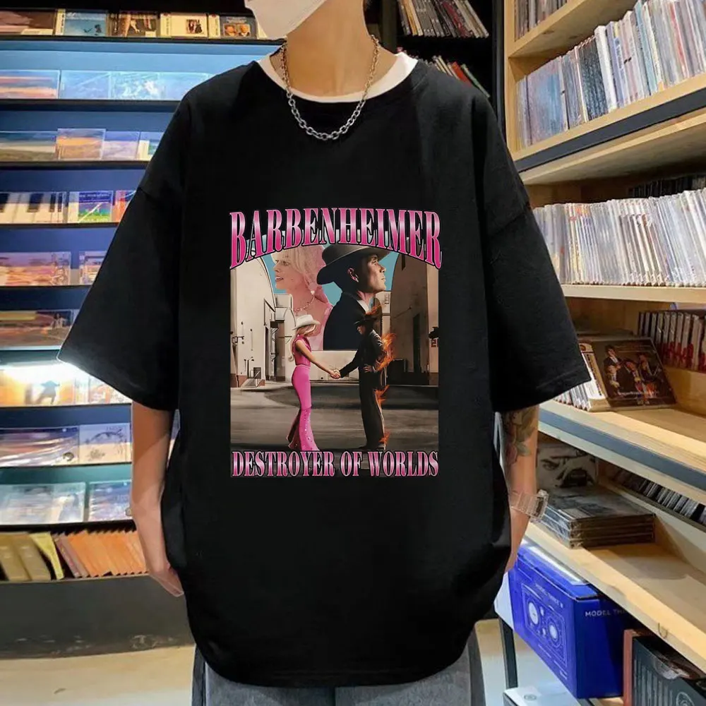 

Hot Movie Barbenheimer Print T Shirt Men Women Vintage Fashion Oversized T-shirts Summer High Street Casual Short Sleeve T-shirt