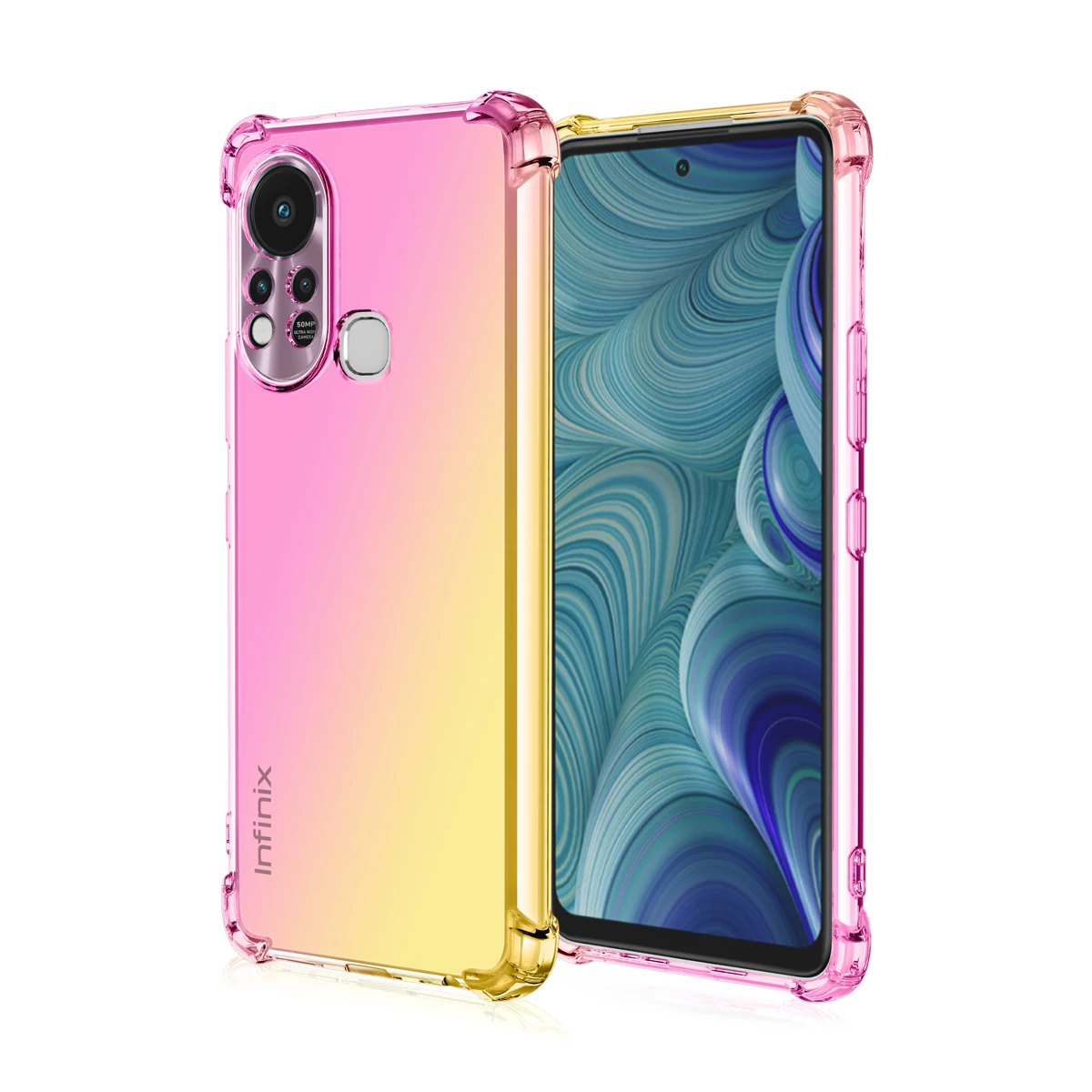 for infinix hot 11 11s play nfc gradient half transparent phone case for note 11 pro hot11s 5g rainbow airbag shockproof funda free global shipping