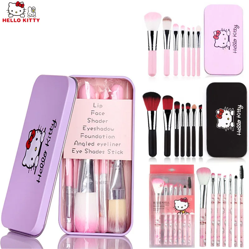 

Hello Kitty Makeup Brush 7pcs Set With Box Kawaii Sanrio Blush Eyebrow Lip Eyeshadow Brushs Beauty Tool For Women Make Up Gifts