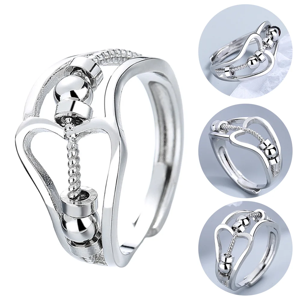 

Ring Beads Ringsstress Fidgetband Adjustablegoldrotatable Peace Beadeasy Reducerelieve Magnetic Copper Energy Lady
