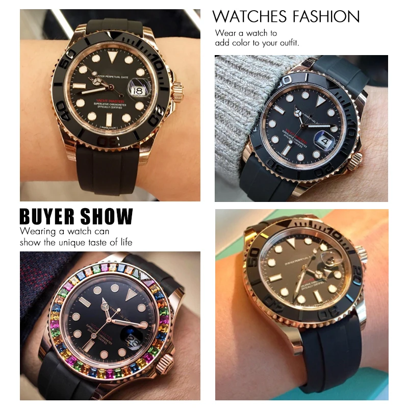 20 мм 21 резиновый ремешок для часов Rolex Daytona Submariner GMT яхта-Master OYSTERFLEX силиконовый