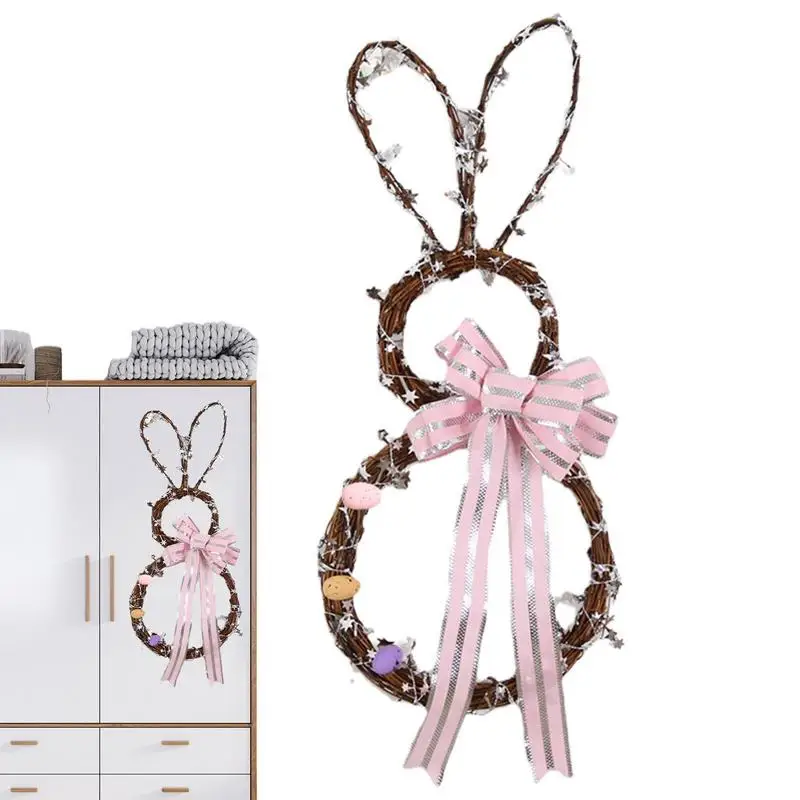 

Новый Пасхальный венок в виде зайчика, настенные украшения, счастливый Пасхальный кролик, домашняя вечевечерние, разноцветная дверь праздничное украшение