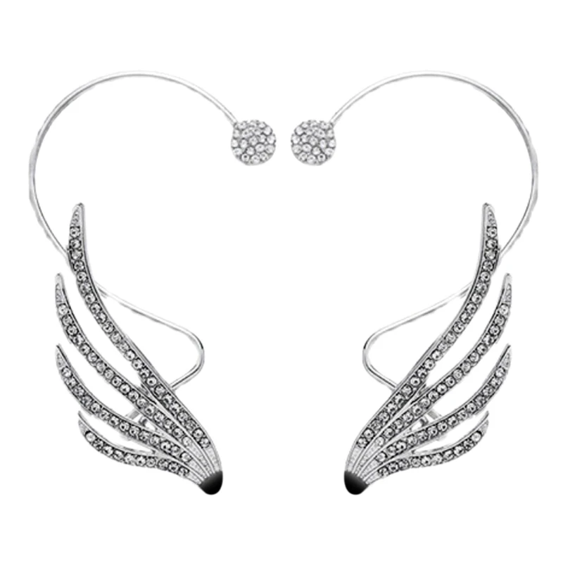 

Dainty for rhinestone Earring Angel Wing Wrap Crawler Ear Cuffs Earring Climber Wing Ear Cuff Earrings for Women Fashion 264E