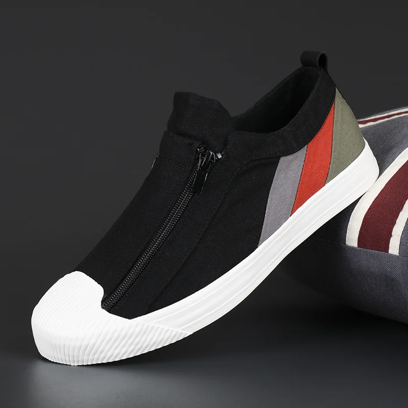 

Кроссовки мужские на молнии, Вулканизированная подошва, дизайнерские кеды, роскошная брендовая парусиновая обувь, разноцветные, на весну