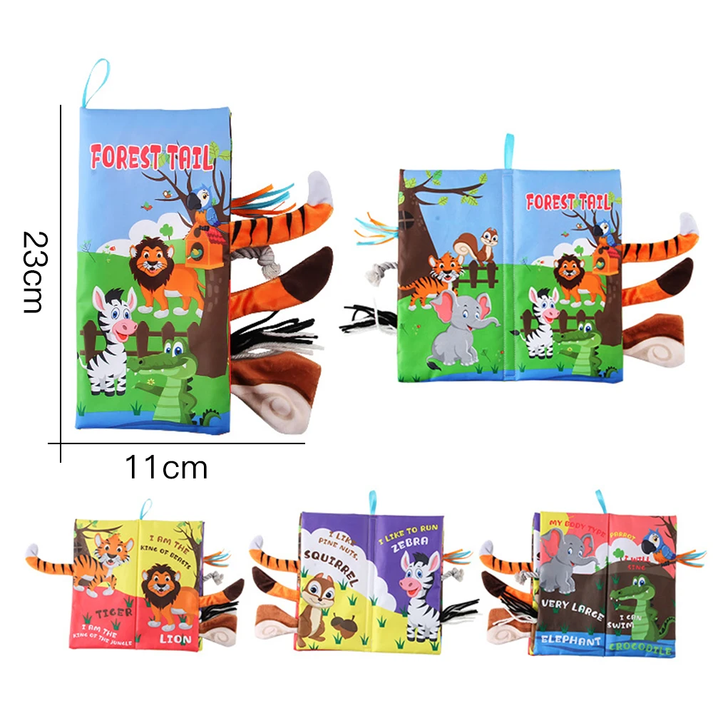 

Baby Puzzle Cloth Book with Ringing Paper Animal Tail Early Education Book Marine Cognition Waterproof Palm Soft Book Can't Torn