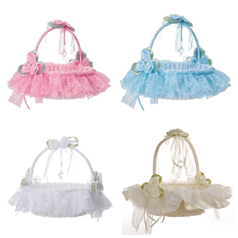 

69HB Свадебная корзина для девочек с цветами, простая кружевная розетка, коллекция Королевского дизайна