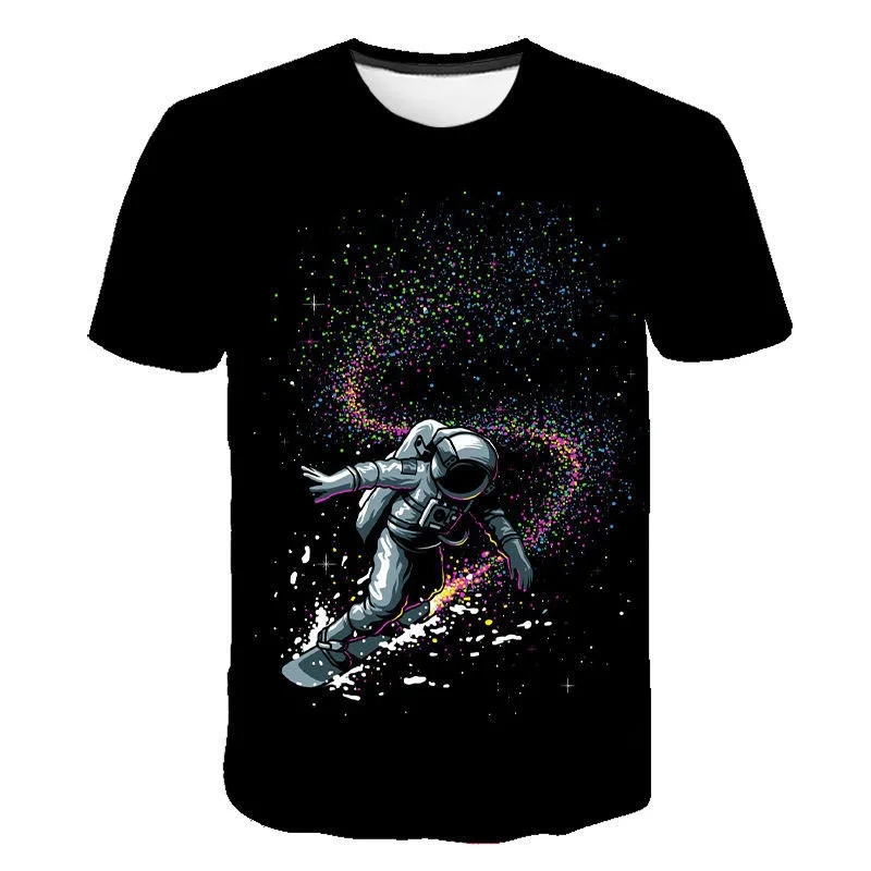 

2022 New 3d Printed Tshirt for Man Plus Size Digital Printing Astronaut Pattern Short-sleeved Leisure Outfits Customized
