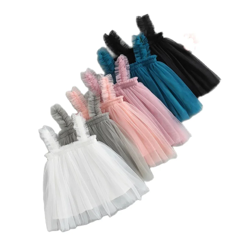 

6M-5T Kids Baby Girl Mesh Tutu Princess Dress Infant Sleeveless Solid Gown Children's Summer Stage Show Dresses for Party