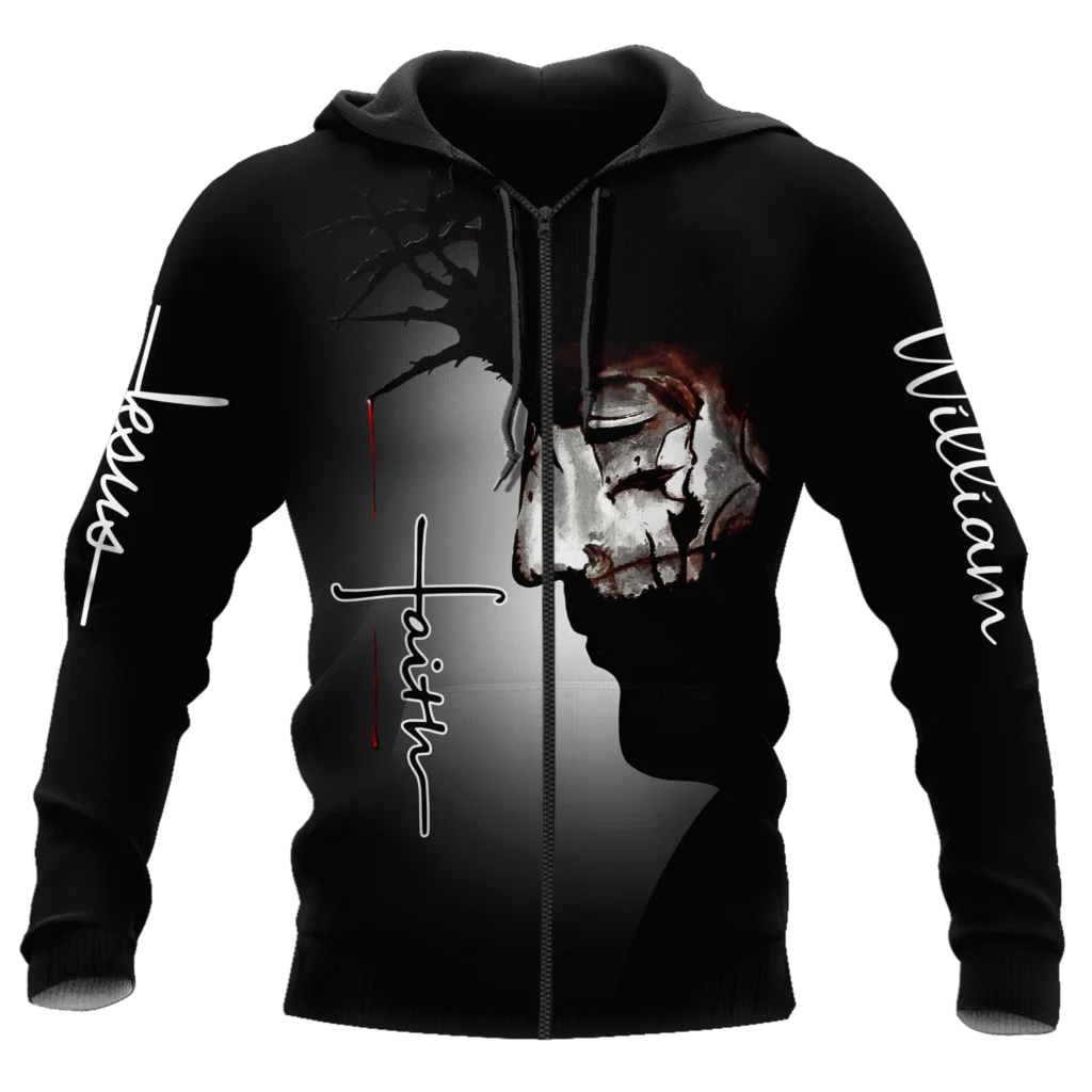 

Brand hoodie Jesus tattoo, 3D printing men's sweatshirt Harajuku streetwear zipper pullover jacket casual sportswear model-36