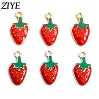 10pcs fruit strawberry enamel charms for jewelry making diy findings metal pendants cute earrings bracelets handmade accessories