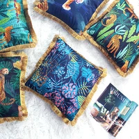 light luxury style tropical animal forest pillowcase tassel home decoration cushion cover 45x45cm