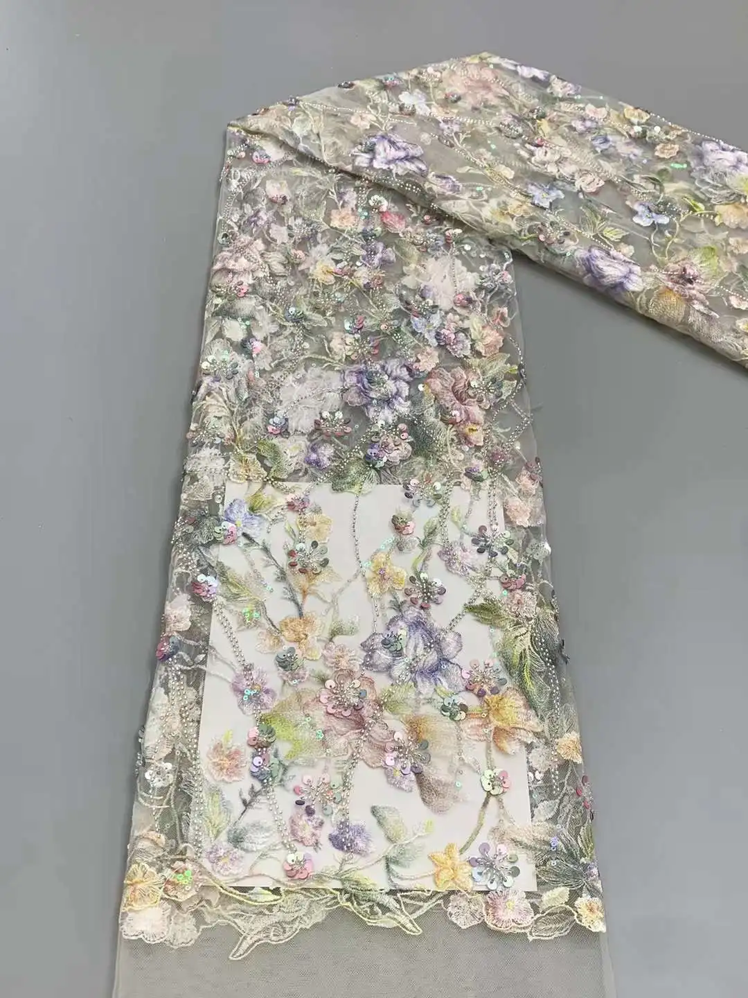 

Белая французская кружевная ткань с 3D цветами 2023, Высококачественная Кружевная Сетка, африканская кружевная ткань с блестками, кружевные ткани с бусинами для свадьбы