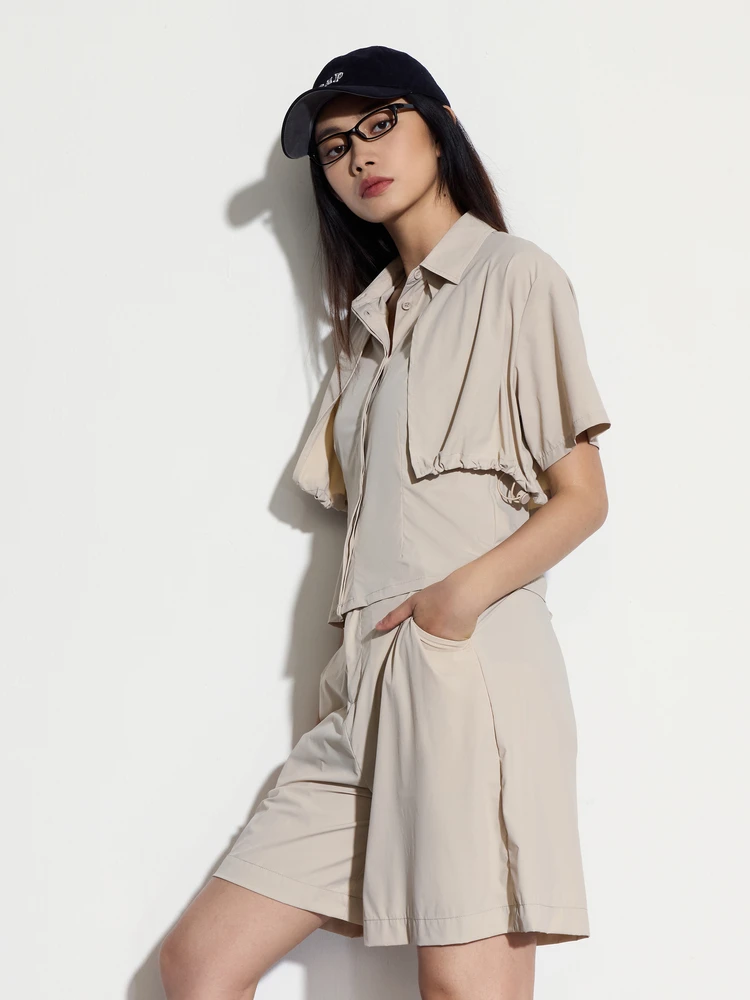  Женская одежда 2024 летние новые рубашки с регулируемым подолом функциональные