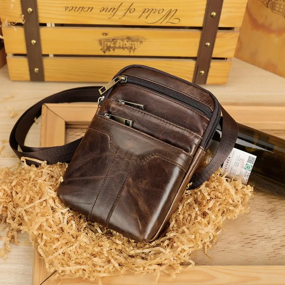 

New Men Messenger Bag Small Men's Leather Shoulder Bag For Men Crossbody Casual Waist Bolso Bandolera Hombre Cuero Besace Homme