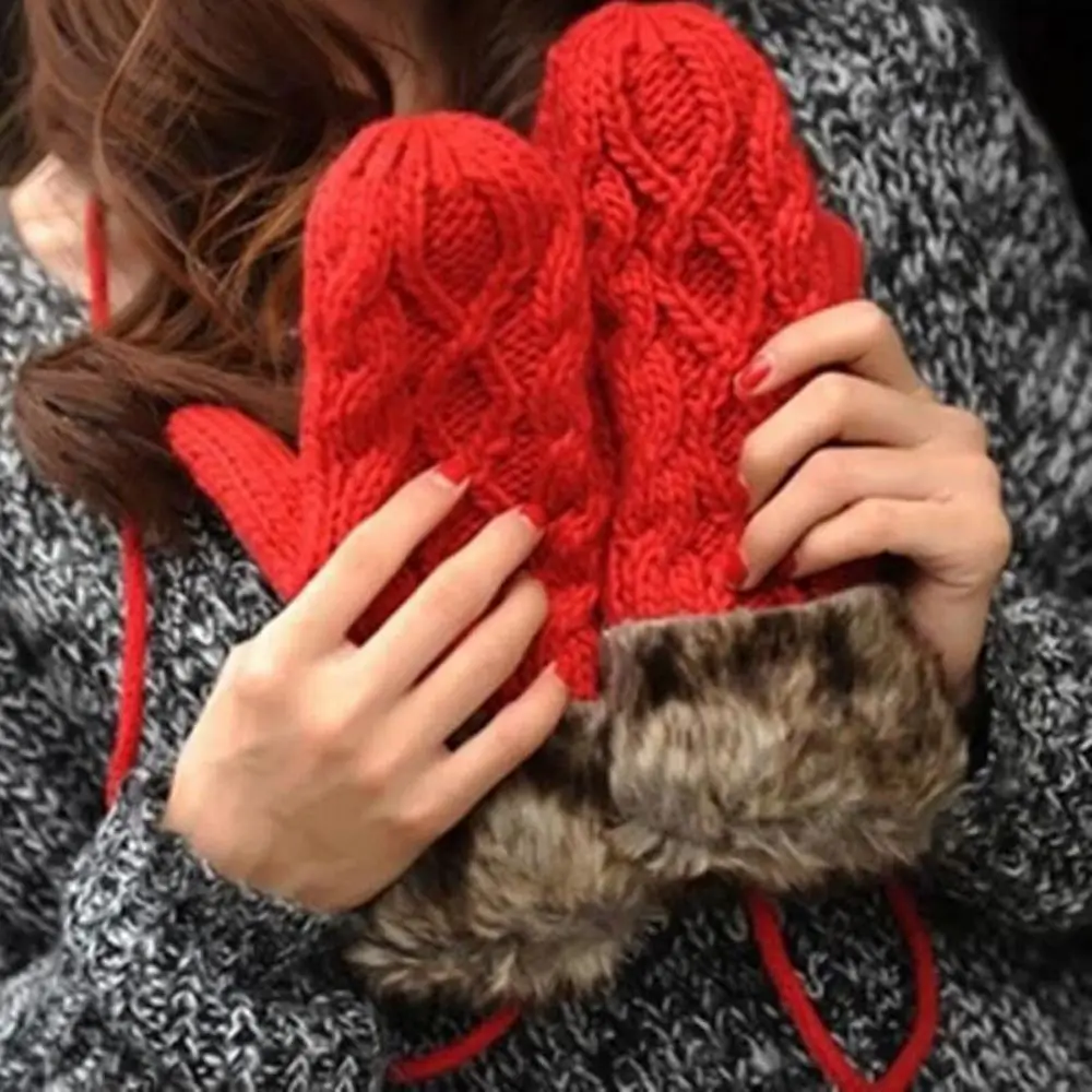 

Женские теплые перчатки варежки утолщенные сохраняющие тепло женские шерстяные женские зимние теплые варежки для девушек зимние аксессуа...