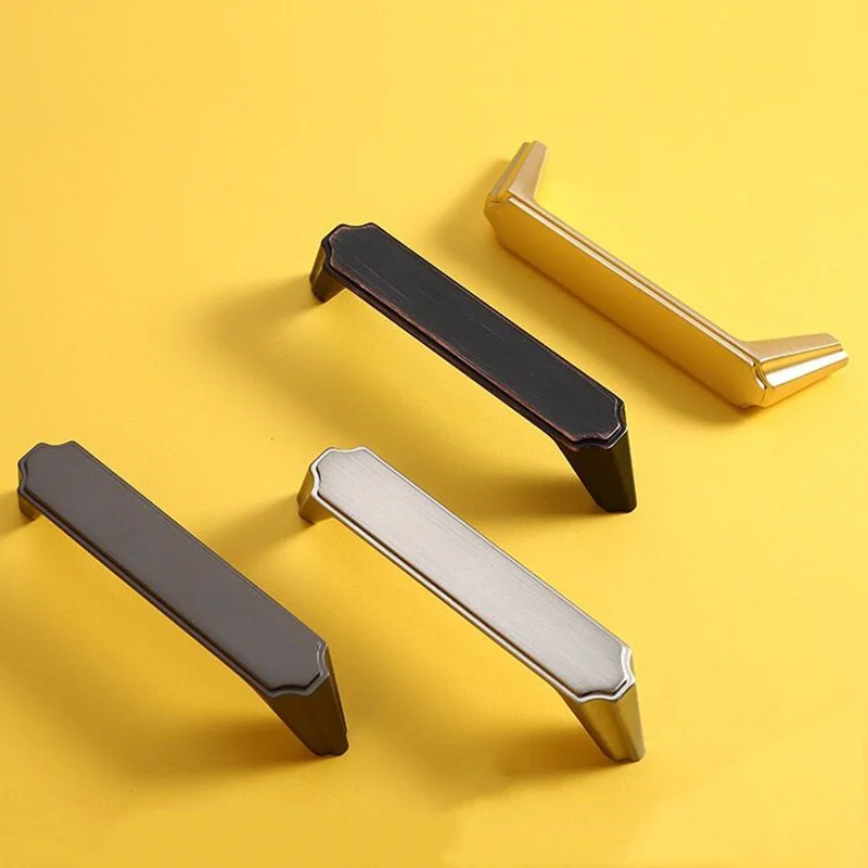 

Cabinet Furniture Kitchen Cupboard Handle Metal Zinc Modern Black Gold Wardrobe Drawer Door Pull Room Fitment Hardware Knob