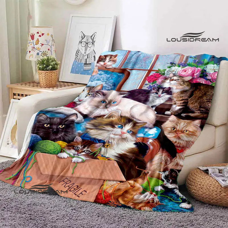 

Одеяло с 3D рисунком кошки, модное сохраняющее тепло, мягкое и удобное домашнее дорожное покрывало из плоских ингредиентов, подарок на день рождения