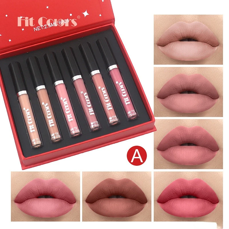 

6PCS Lipstick Set Lip Gloss Tint Moisturizing Long-lasting Lipsticks Waterproof Lip Glosses Velvet Lip Makeup Beauty