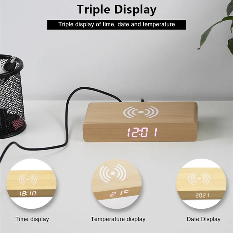 

Деревянный Будильник со светодиодной индикацией