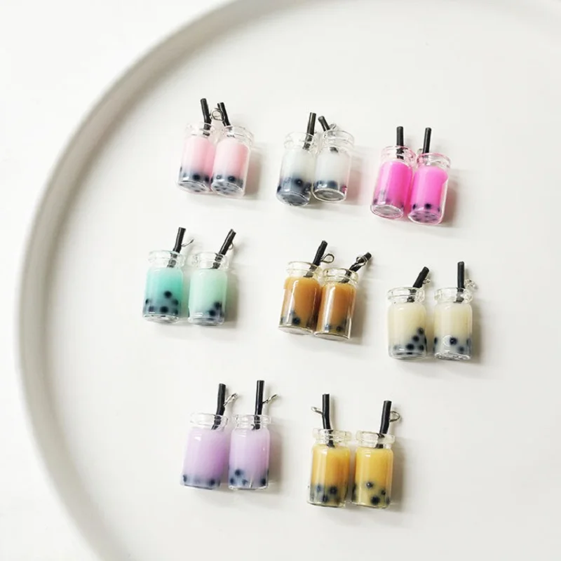 

10Pcs Resin Candy Cup with Hole Charms Flat back Cabochons Pendants for DIY Earring NecklaceKeychain Jewelry Making Accessories