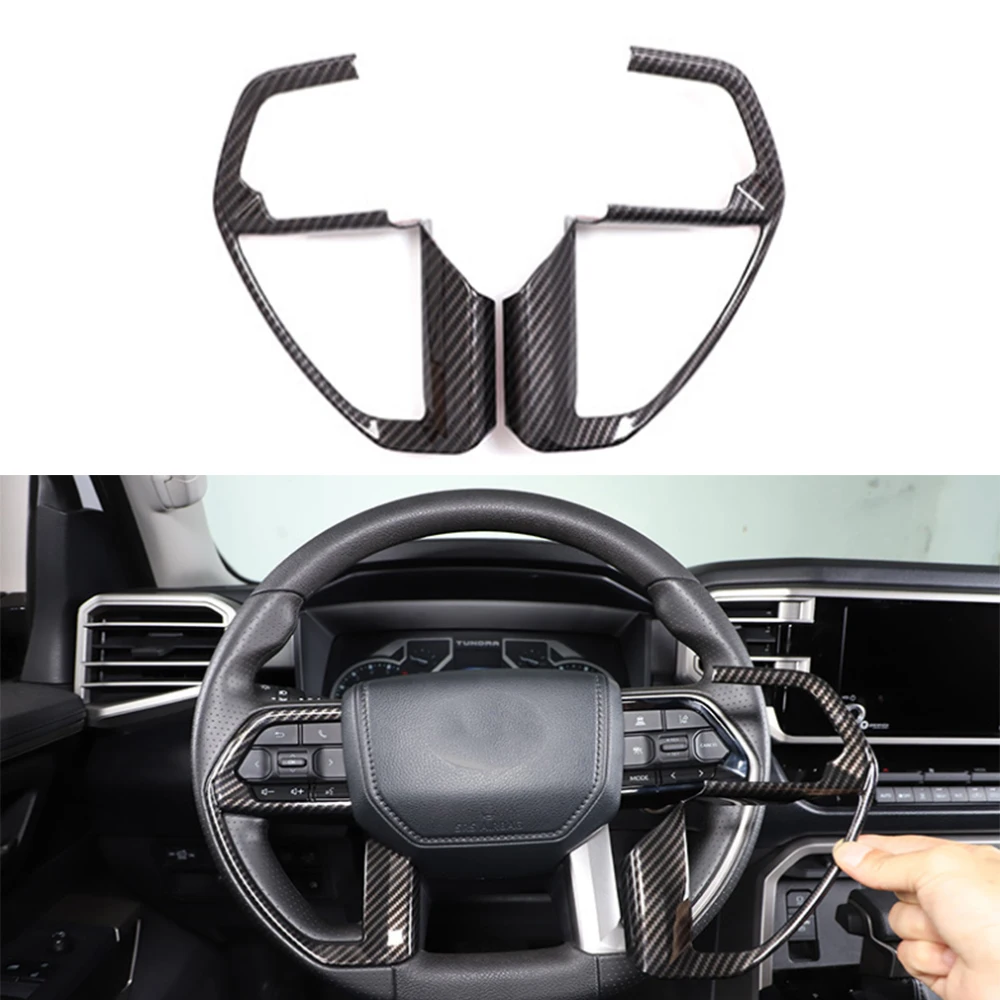 

Car Steering Wheel Switch Decoration ABS Cover Trim Stickers For Toyota Tundra 2022 2023 Carbon Fiber Style Styling