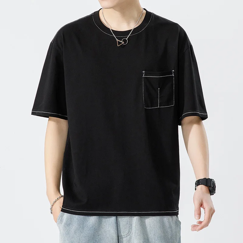

Men's new men's half-sleeved T-shirt Summer loose fashion heavy short-sleeved men's t-shirt bottom