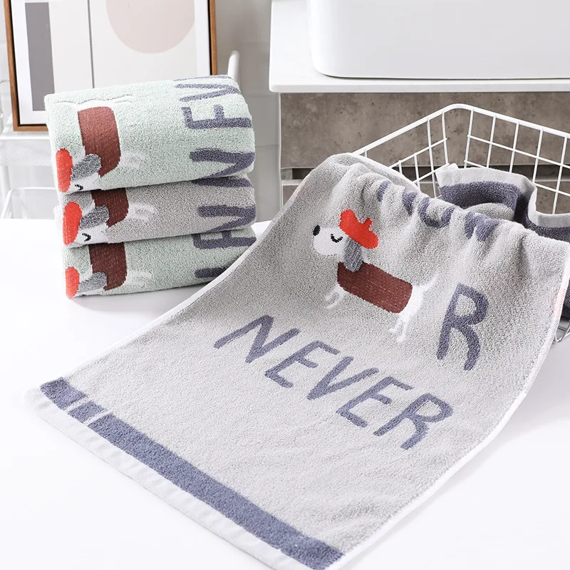 

New yarn-dyed puppy English all 32 thick adult face towel welfare gift soft towel