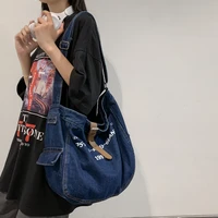 letter denim womens bag 2022 trend jeans shoulder bag high quality shopping bag eco bag korean canvas messenger bag y2k satchel