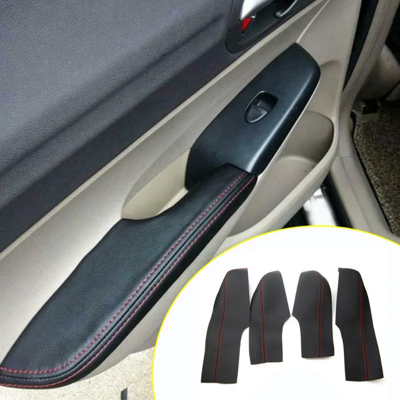 

For Honda Civic 8th Gen 2006-2011 Car Door Armrest Panel Protector Cover Microfiber Leather Armrest Decor Cover Car Accessories