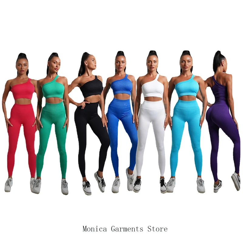 Monica Sports Women's Yoga Fitness Bra Long Sleeve Shirt Shorts Leggings High Waist Gym Wear Sportswear Women