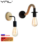 Винтажный Ретро настенный светильник из пеньковой веревки Бра Настенные светильники E27 промышленный Декор Внутреннее освещение прикроватная лампа столовая спальня свет