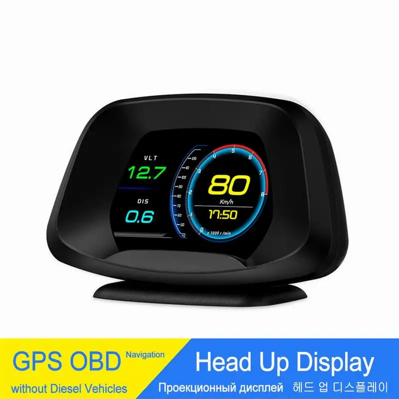 

OBD2 GPS Navigation Head Up Display Security Alarm Water & Oil Temp Overspeed Warning Car Digital Speedometer HUD Smart Gauge