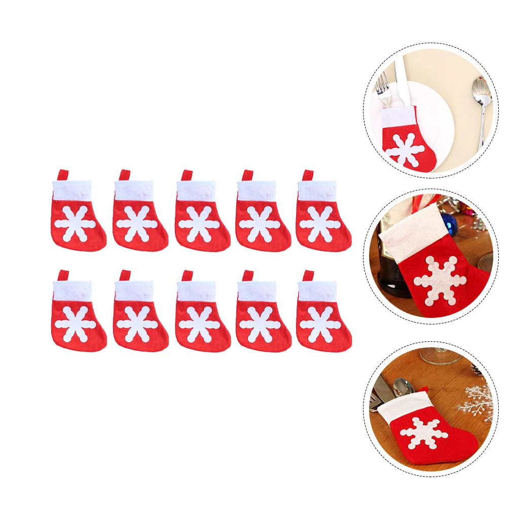

Christmas Socks Tableware Bagsstockings Covers Shape Gift Snowflake Silverware Holders Forktree Candy Centerpiece Spoondecor