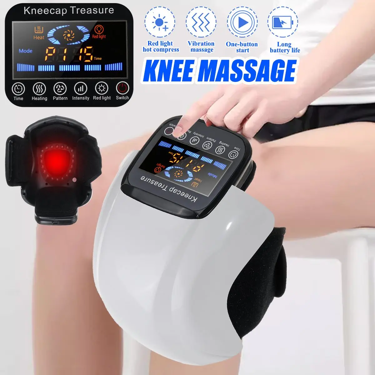 

3-Gear Electric Infrared Knee Massager Air Pressure& Vibration Physiotherapy Instrument Rehabilitation Pain Relief Laser Therapy