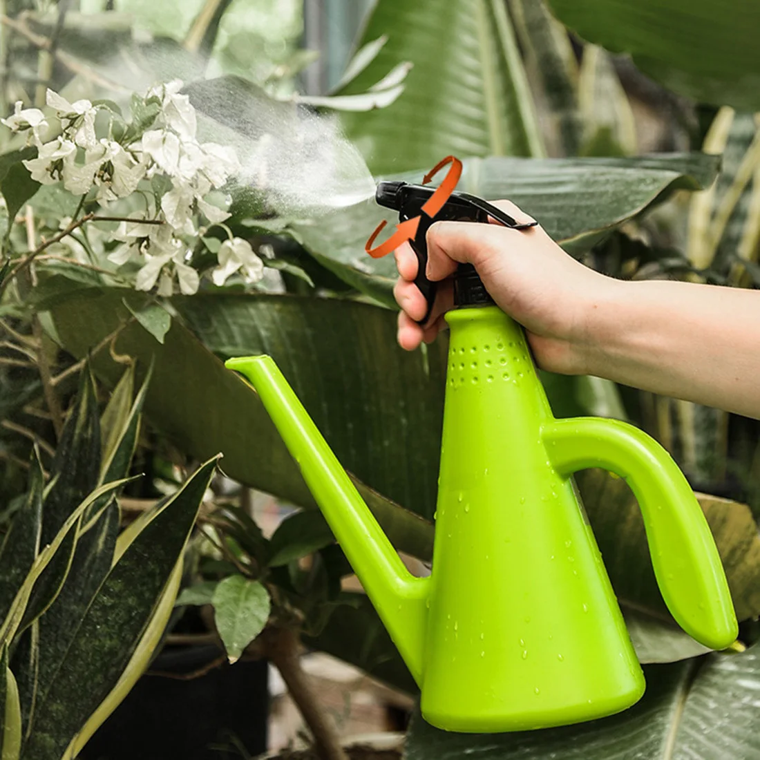 

2 In 1 Plastic Watering Can Indoor Garden Plants Pressure Spray Water Kettle Adjustable Sprayer 1L Garden Tools Accessory 1Piece