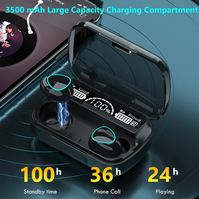 tws bluetooth 5 1 earphones 3500mah charging box wireless headphone 9d stereo sports waterproof earbuds headsets with microphone free global shipping