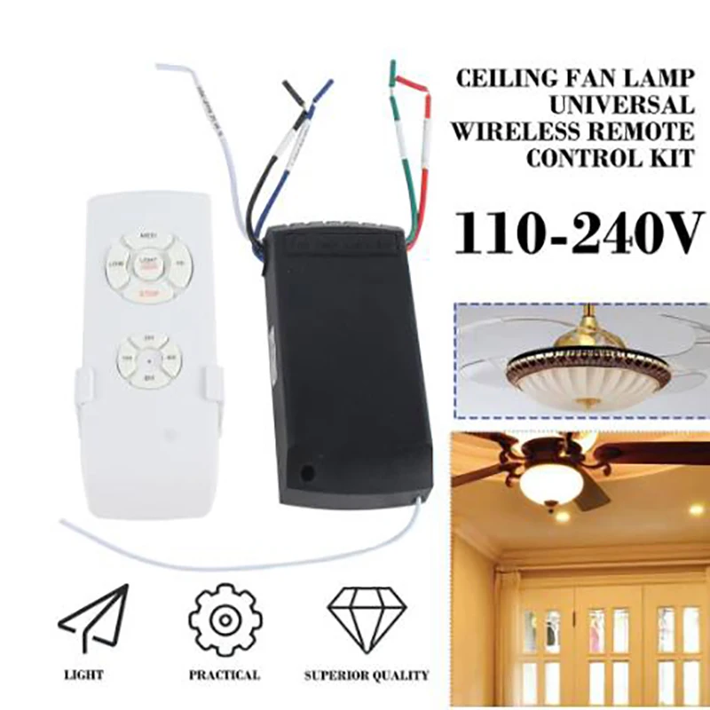 

Universal Ceiling Fan Lamp Remote Control Kit 110-240V Timing Wireless Control Switch Adjusted Wind Speed Transmitter Receiver