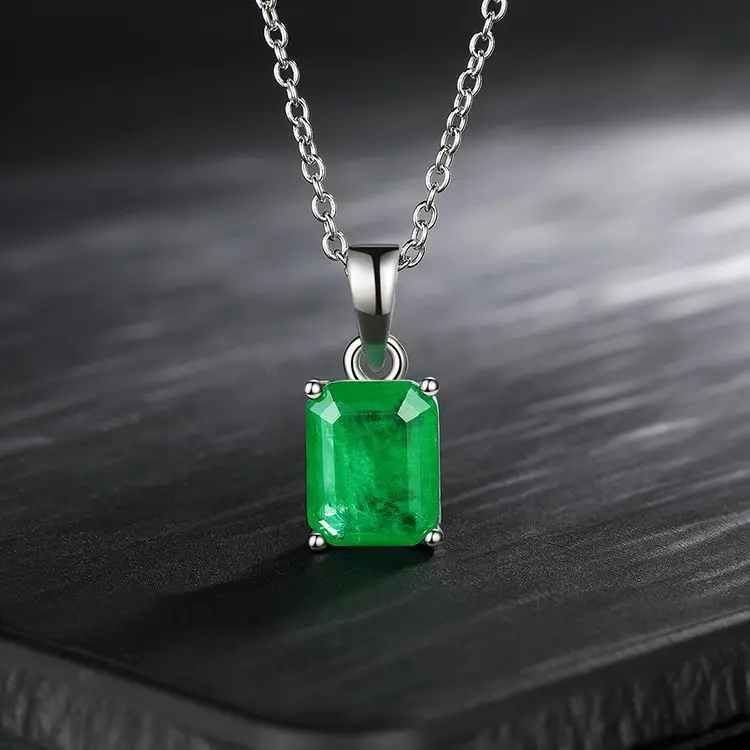 Купи S925 Sterling Silver Necklace Temperament Clavicle Chain High Carbon Diamond Jewelry Emerald Pendant Silver Jewelry Wholesale за 1,329 рублей в магазине AliExpress