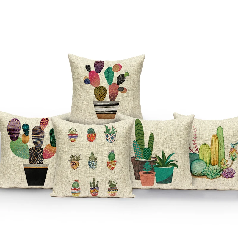 

Акварельная тропическая искусственная наволочка, квадратная наволочка с растениями для домашнего стула, дивана, декоративная наволочка