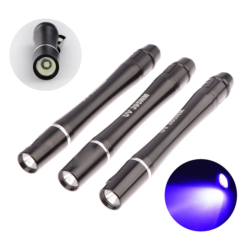 

On Sale Portable Mini UV Pen Light Ultra Violet LED Pen Flashlight 365nm 395nm 380nm LED Penlight With Clip For Money Detect