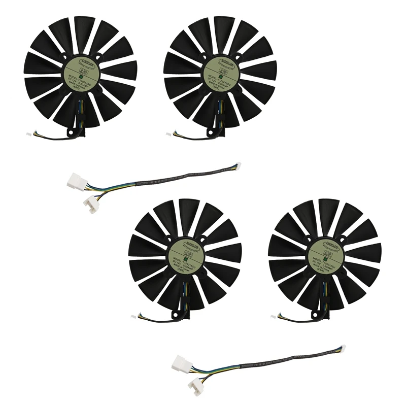 

2X DC12V 95MM T129215SM Video Card Cooler Image Card Cooling Fan For ASUS STRIX RX470 RX570 GTX1070TI 4Pin 13 Blade