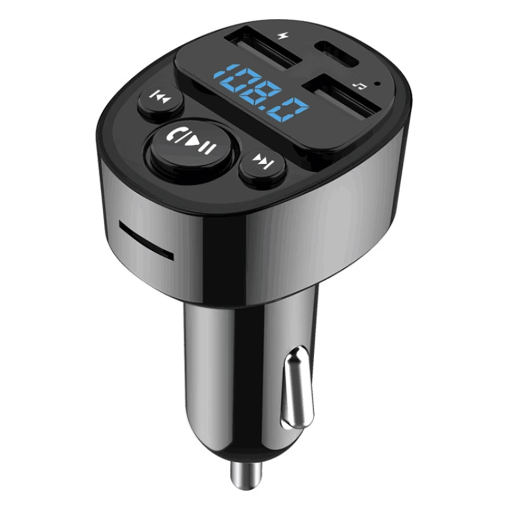 

Car Bluetooth 5.0 FM Transmitter PD Type-C Dual USB Charger MP3 Player Adapter Handsfree U Disk TF Card Lossless Music A