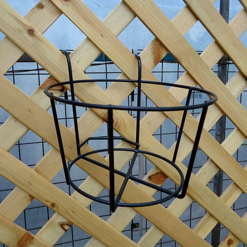 Balcony Flower Stand European Style Wrought Iron Railing Potted Plant Hanging Window Sill Wall Mount(Black)
