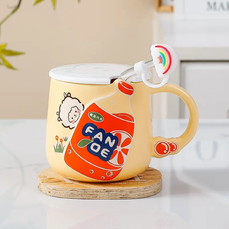 

Cartoon Animal Drink Ceramic Cup With Straw Mug Ceramic and Pottery Christmas Gift Original Mugs Coffee Cups Ceramics & Pottery