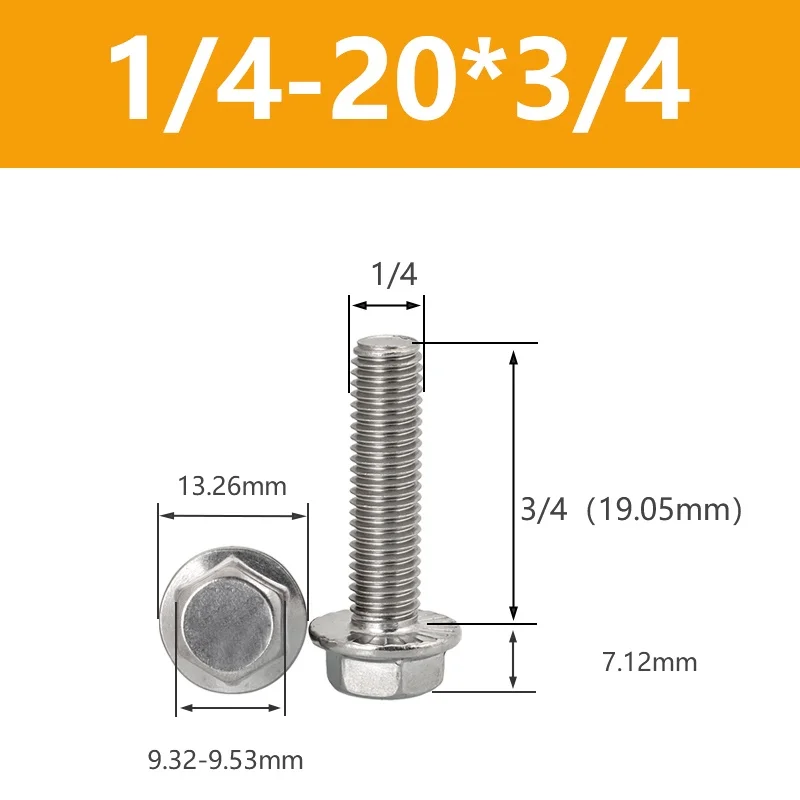 

UNC 1/4-20 5/16-18 3/8-16 Шестигранная головка из нержавеющей стали 304 с зубчатым фланцевым винтом с шестигранной шайбой