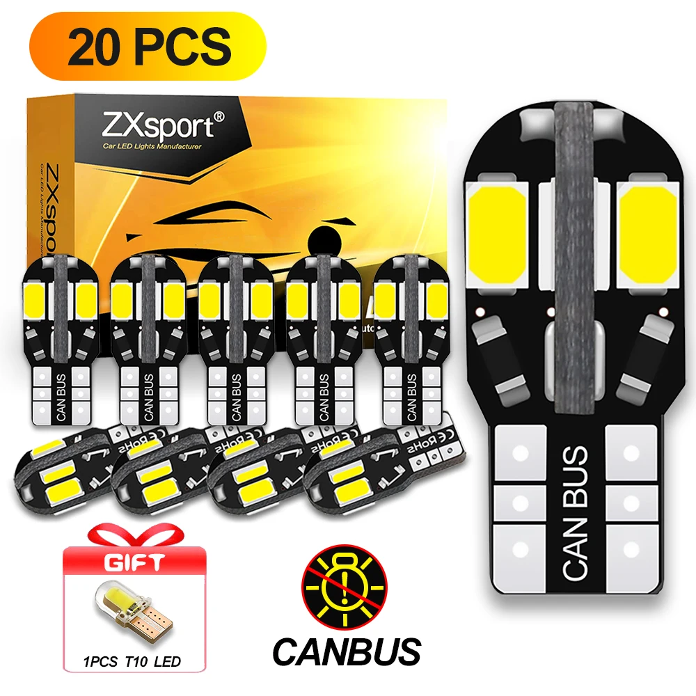 

20PCS LED Lights Car Accessories T10 W5W License Plates Lamp Clearance Automotivo Interor 12V For BMW E46 E90 F10 E60 Volkswagen