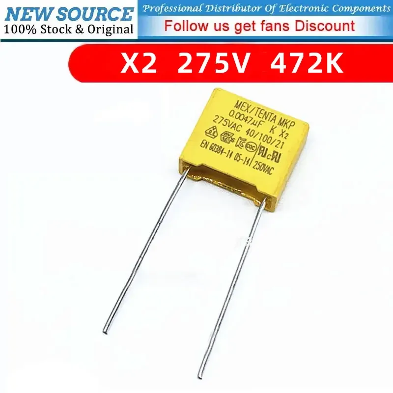 20 шт./лот 275 В 472 К защитный конденсатор X2 полипропиленовая защитная пластиковая